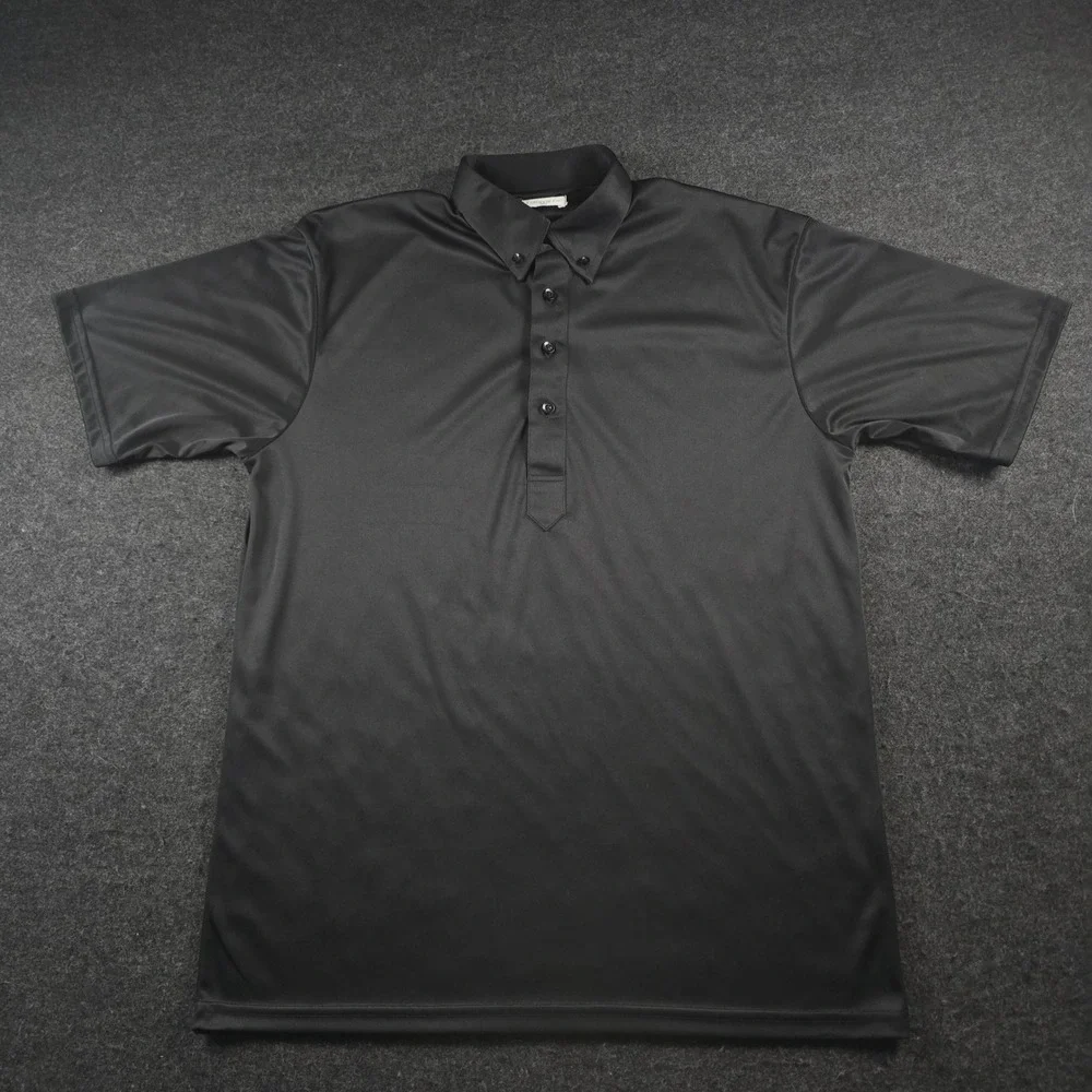 Collars & Co Black Short Sleeve Button Down Collar Polo Shirt Performance Mens L - Picture 1 of 10